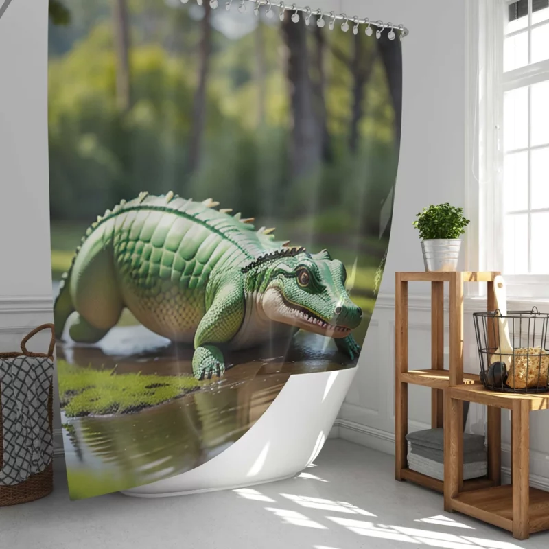 Crocodile Wallpaper Shower Curtain