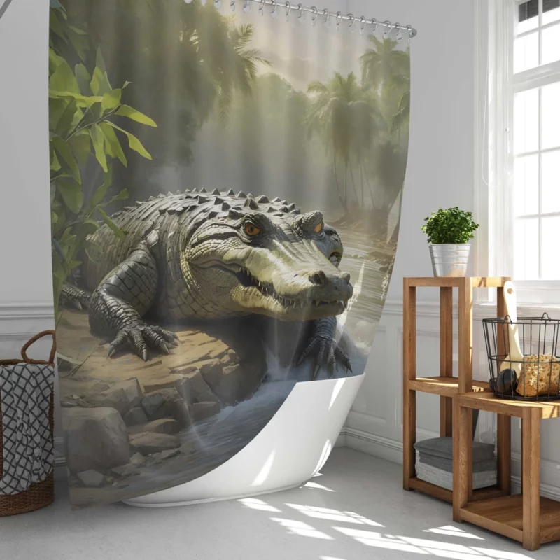 Crocodile by the Riverbank Shower Curtain