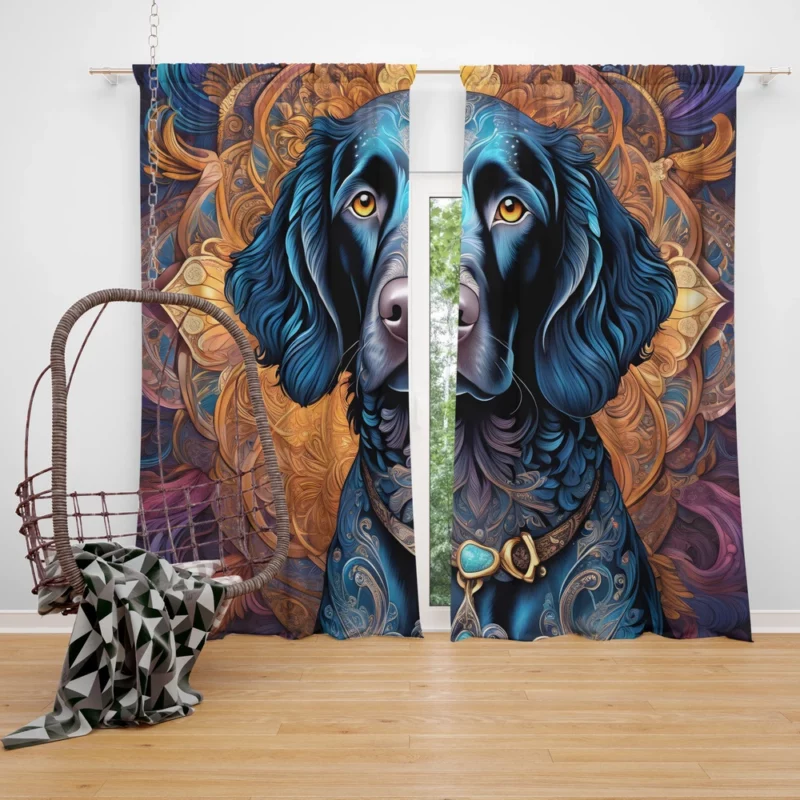 Curious American Water Spaniel Dog Inquisitiveness Curtain