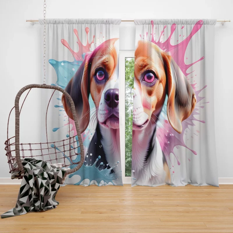 Curious Beagle Dog Nose Explorer Curtain