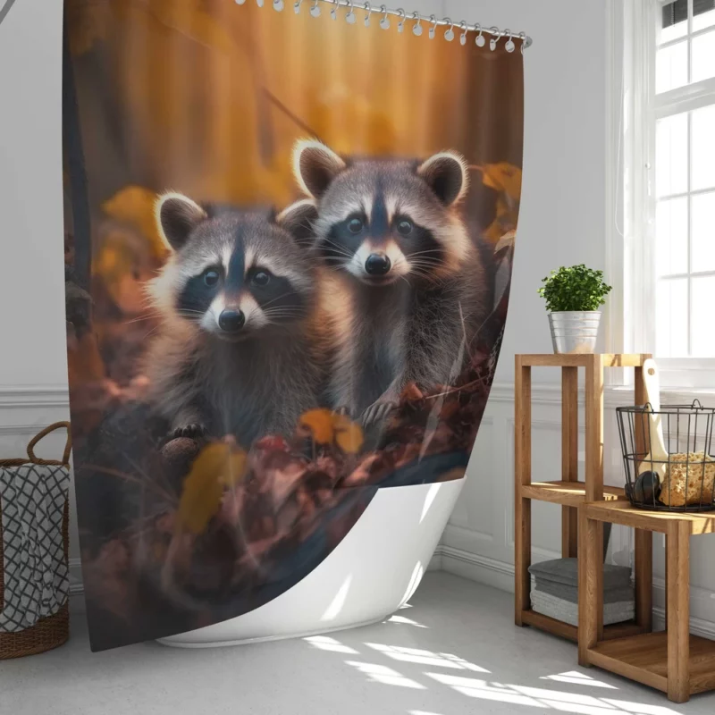 Curious Raccoon in the Wilderness Shower Curtain