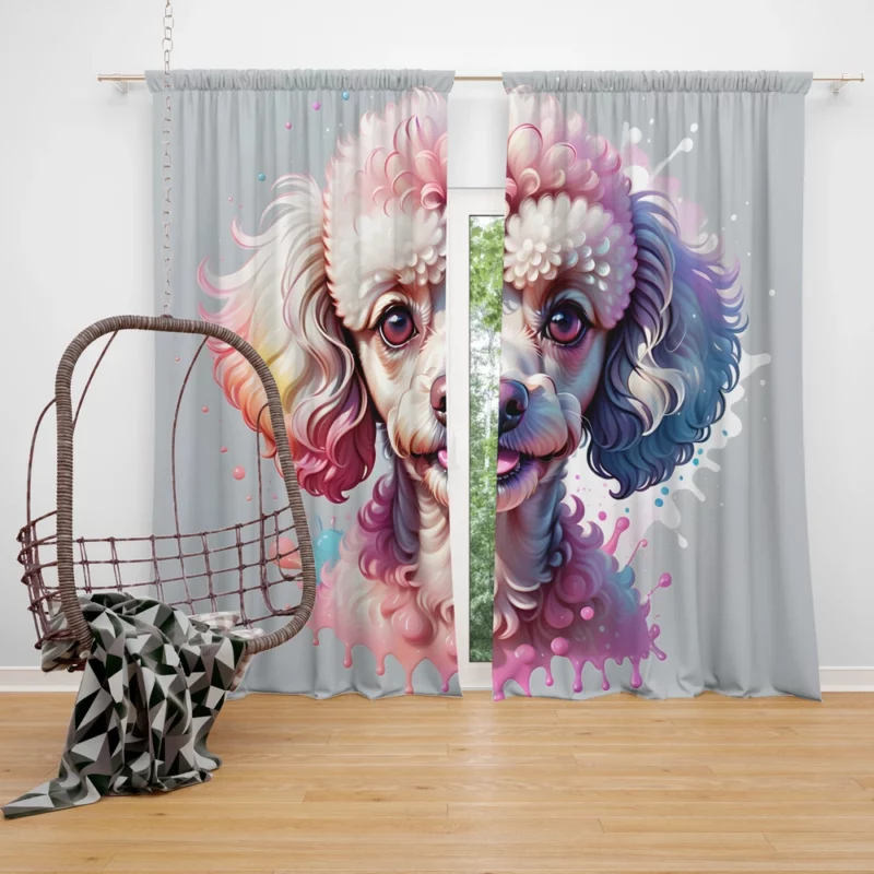 Curly Canine Charm Poodle Dog Curtain