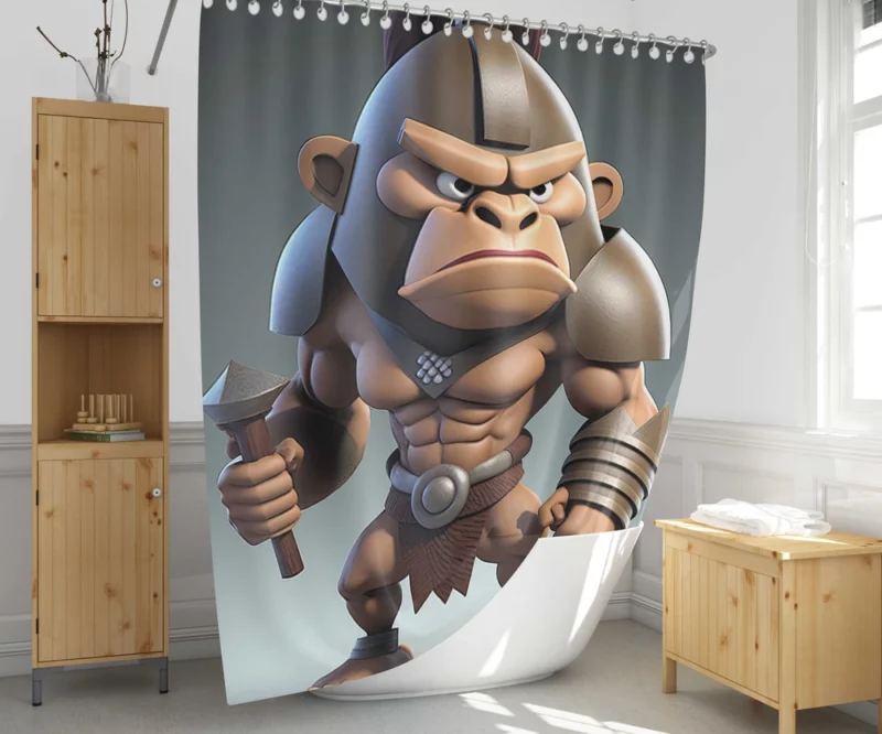 Cute Baboon Character Shower Curtain 1