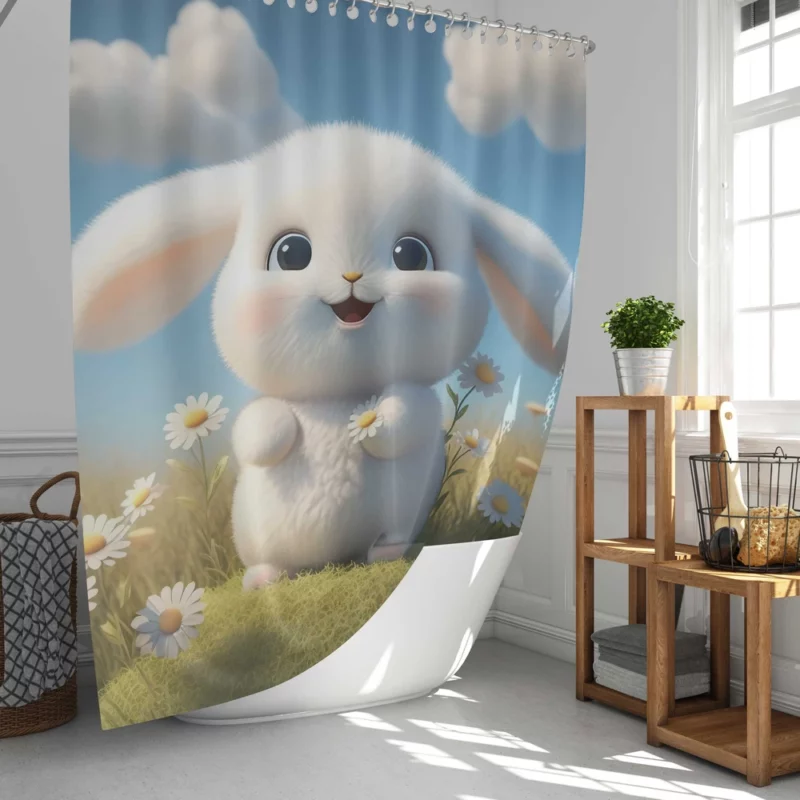 Cute Baby Bunny Artwork Shower Curtain