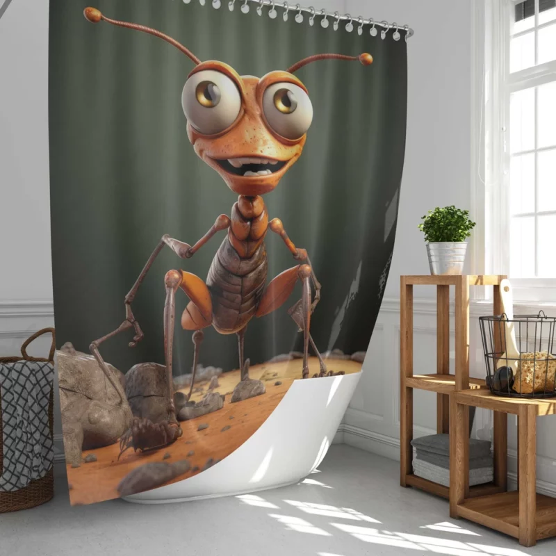 Cute Cartoon Ant Character Shower Curtain