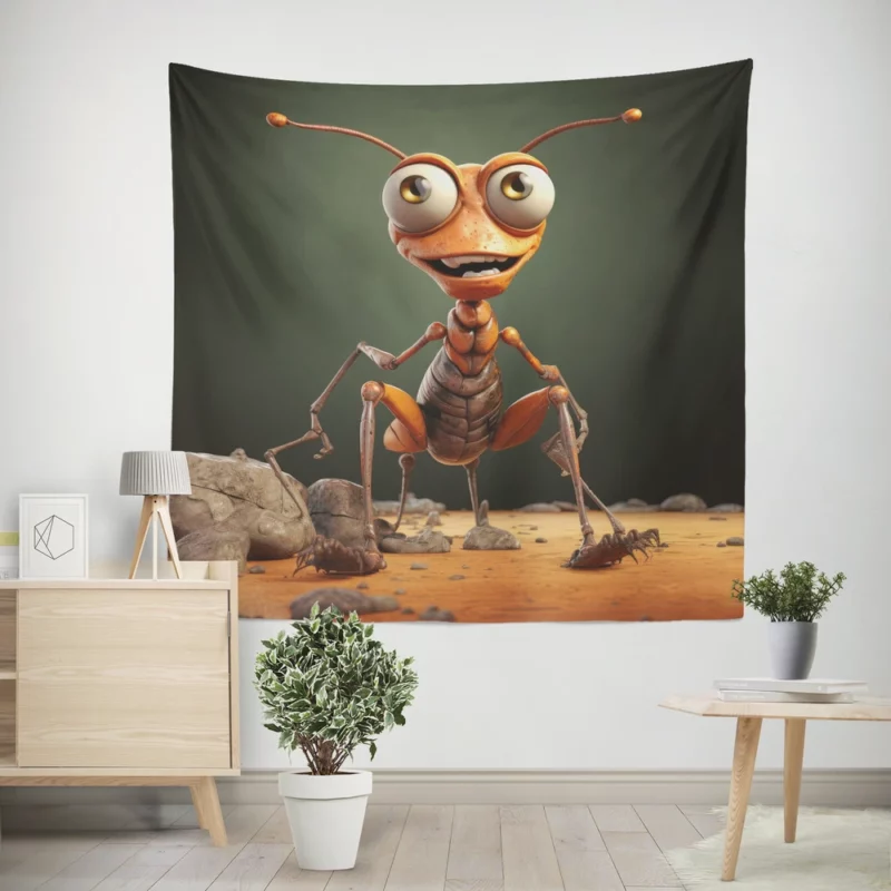 Cute Cartoon Ant Character Wall Tapestry