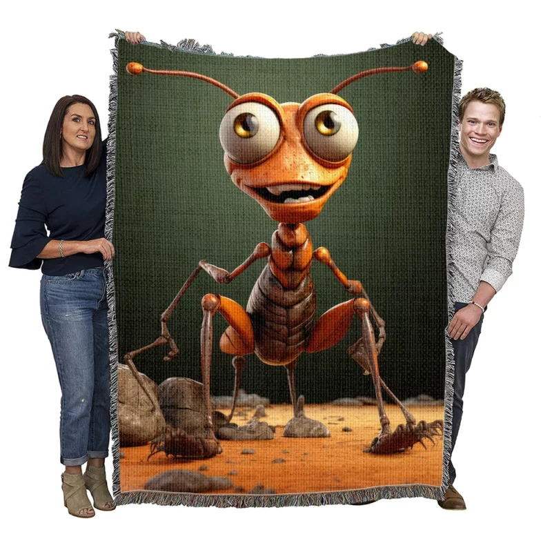 Cute Cartoon Ant Character Woven Blanket