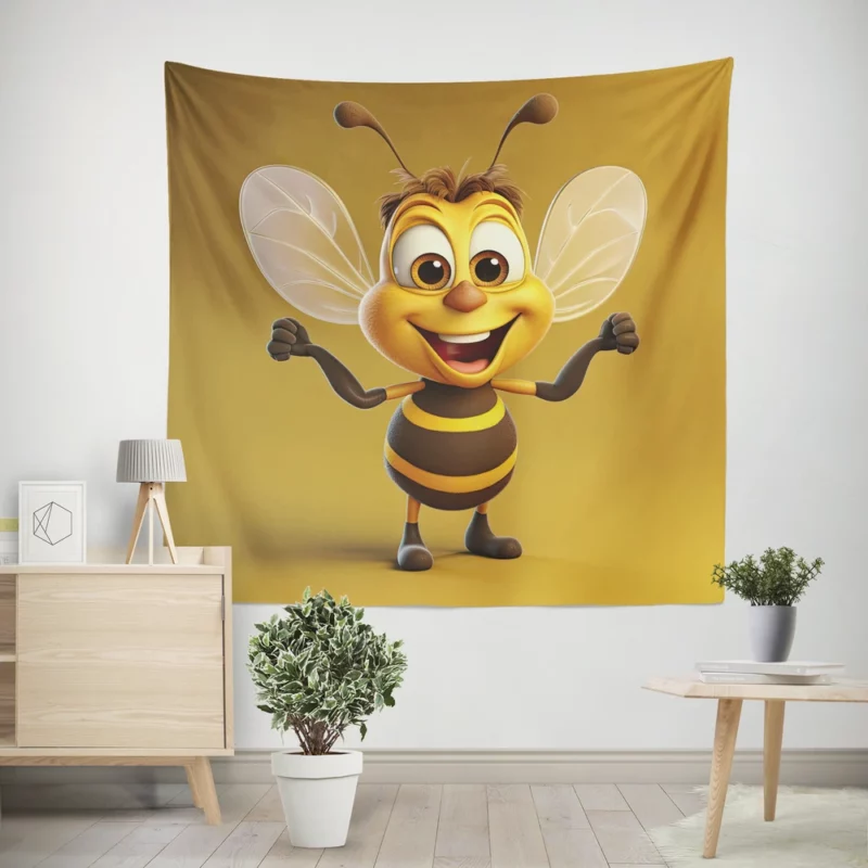 Cute Cartoon Bee Wall Tapestry