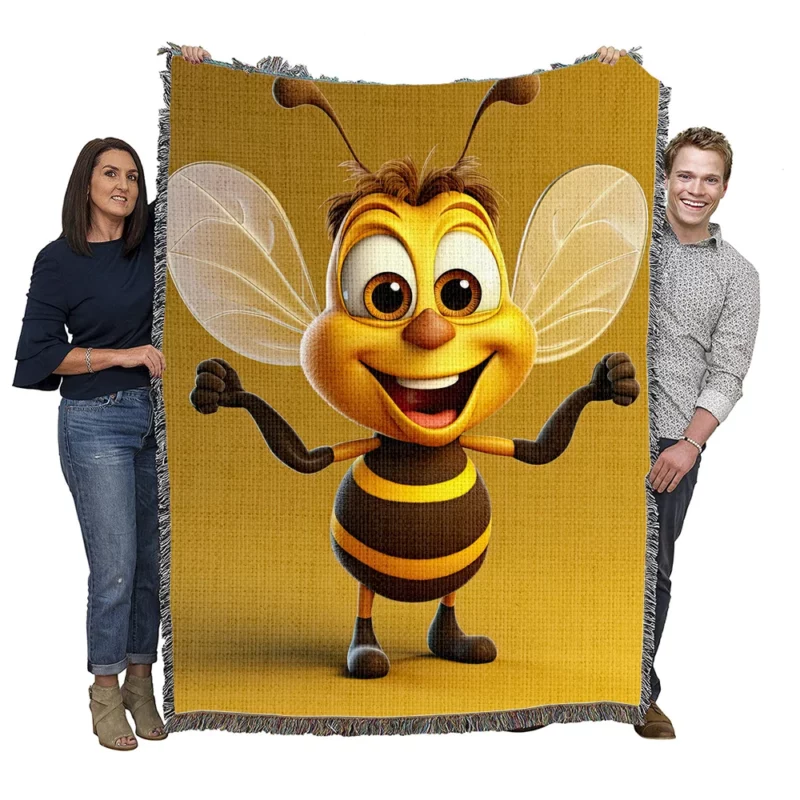 Cute Cartoon Bee Woven Blanket