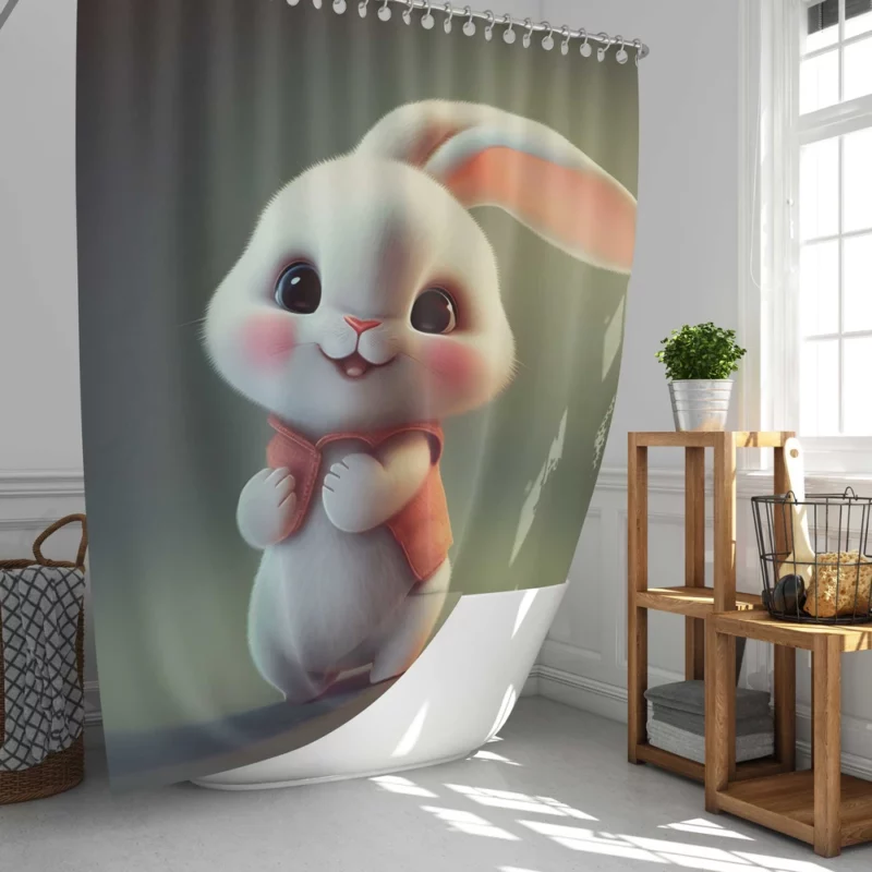 Cute Cartoon Bunny Shower Curtain