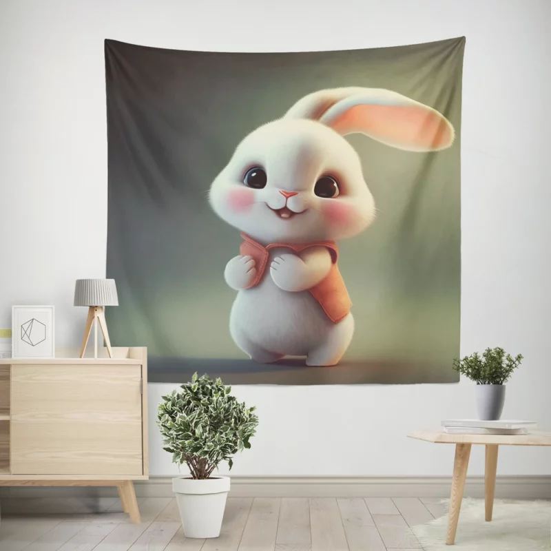 Cute Cartoon Bunny Wall Tapestry