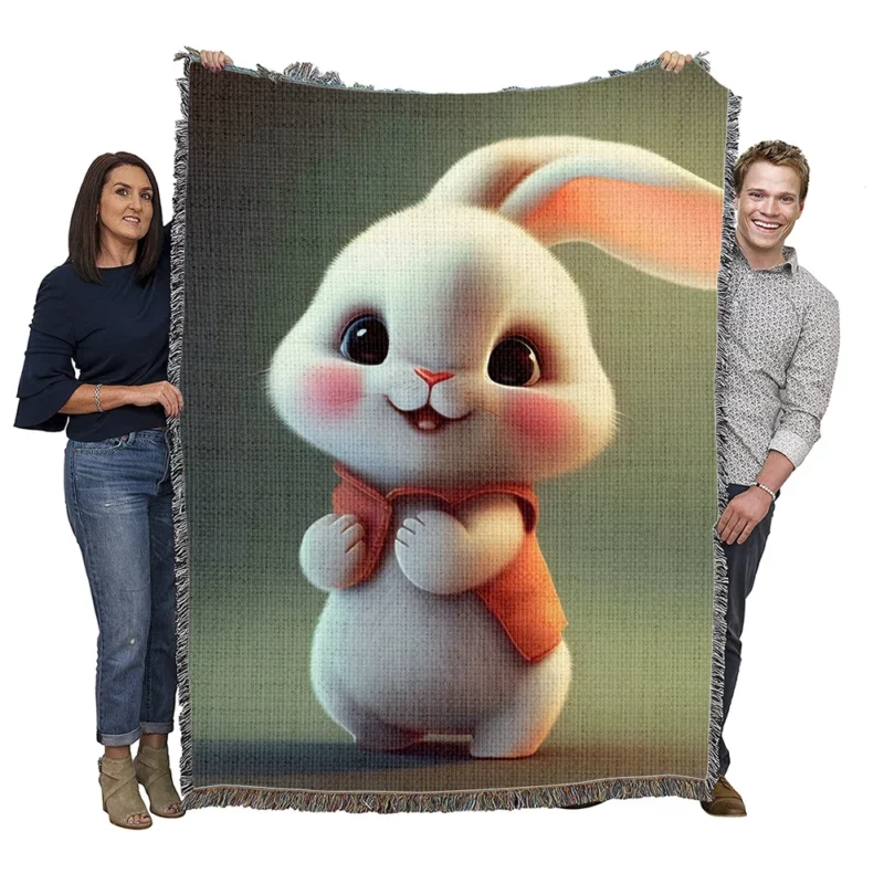 Cute Cartoon Bunny Woven Blanket