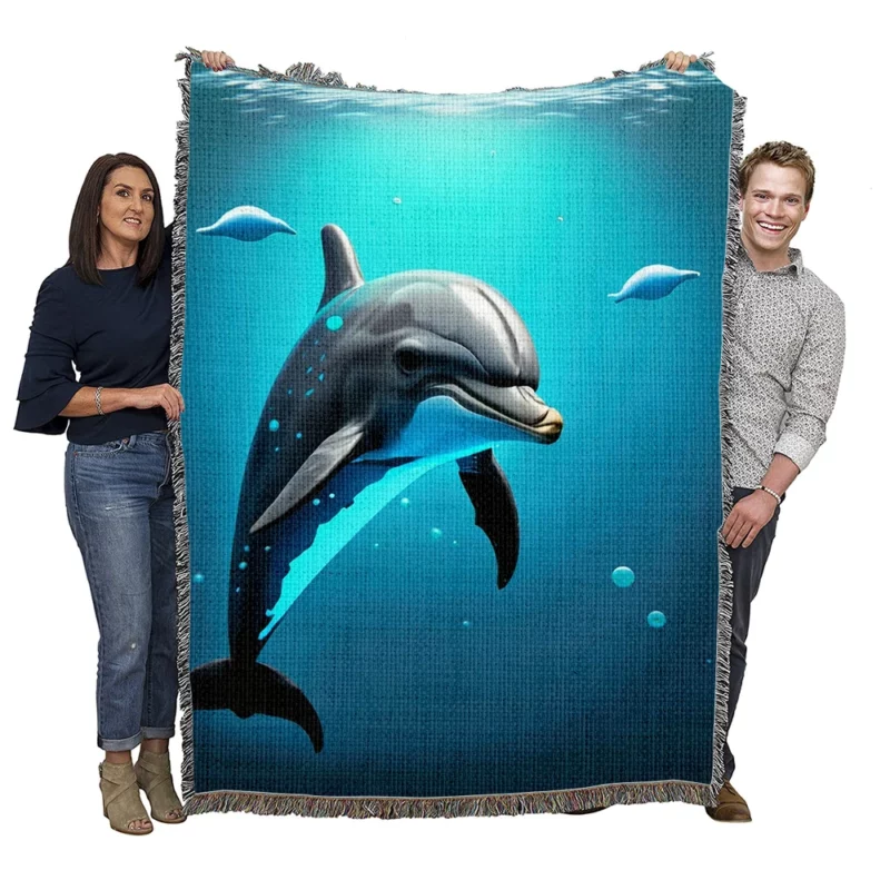 Cute Cartoon Dolphin Woven Blanket
