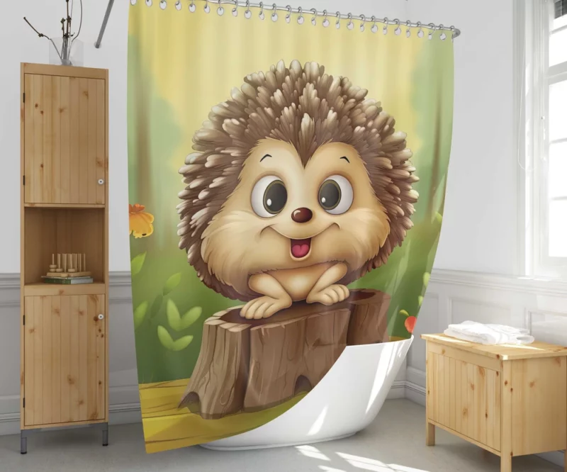 Cute Cartoon Hedgehog Shower Curtain 1