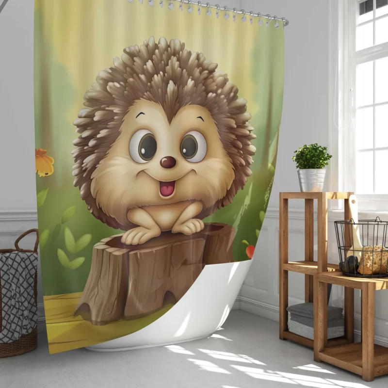 Cute Cartoon Hedgehog Shower Curtain