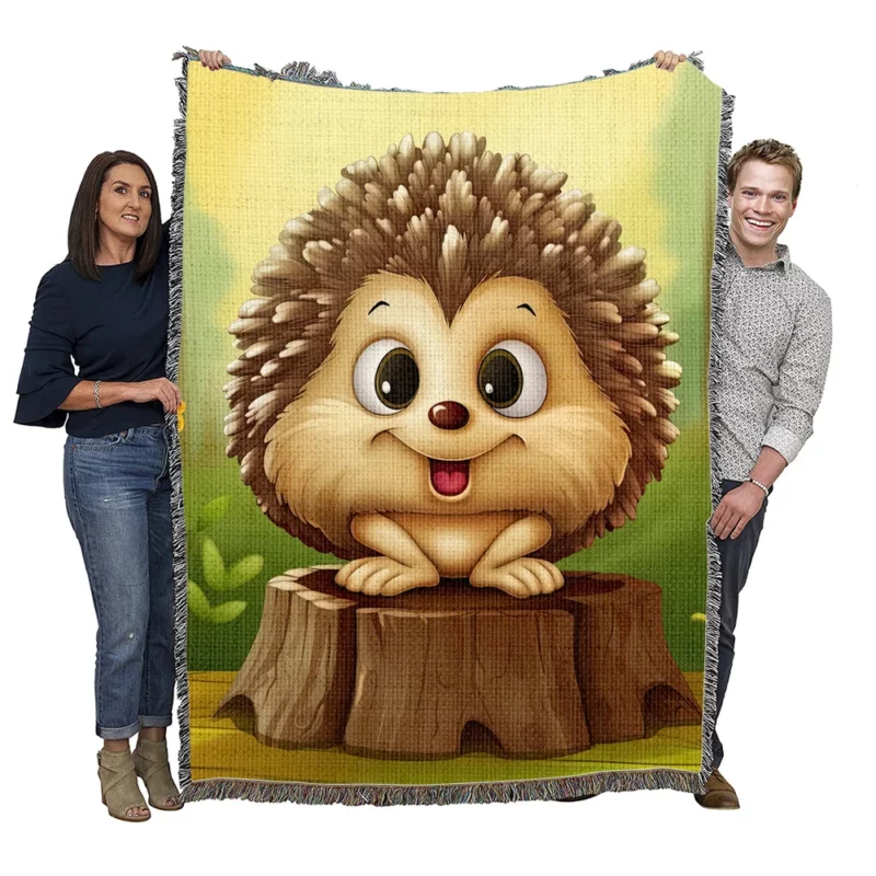 Cute Cartoon Hedgehog Woven Blanket