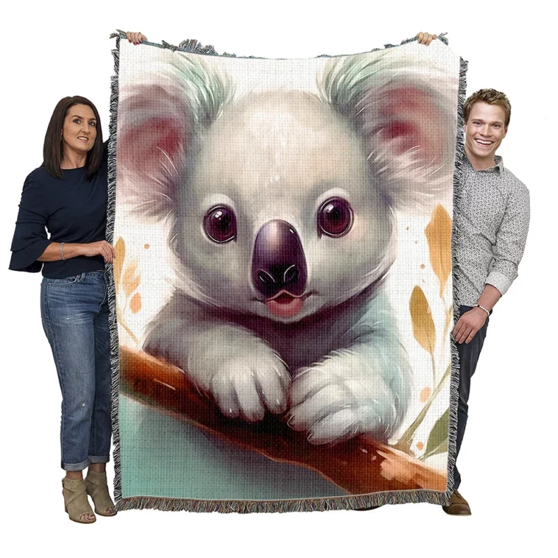 Cute Cartoon Koala Face Woven Blanket