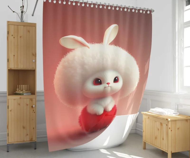 Cute Cartoon Rabbit Shower Curtain 1