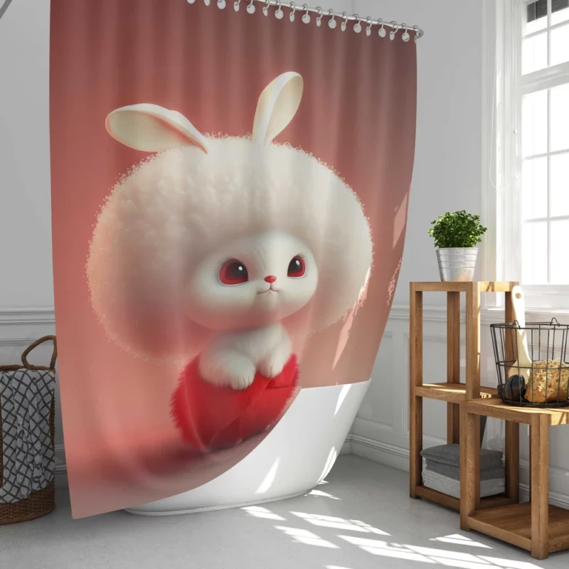 Cute Cartoon Rabbit Shower Curtain