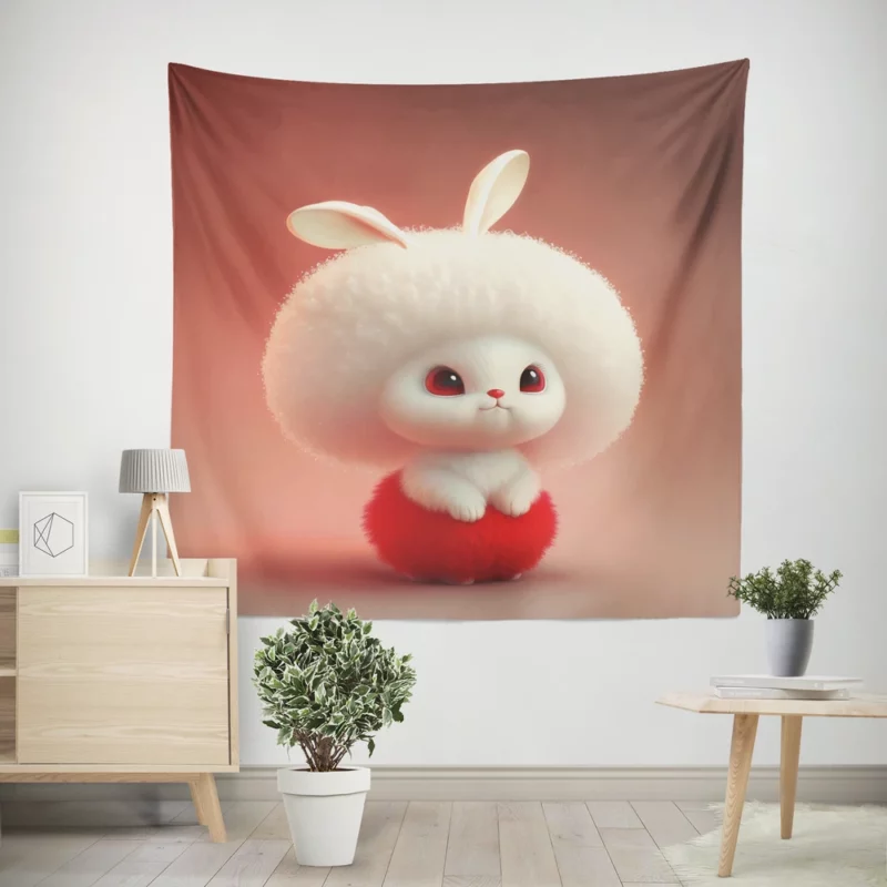 Cute Cartoon Rabbit Wall Tapestry