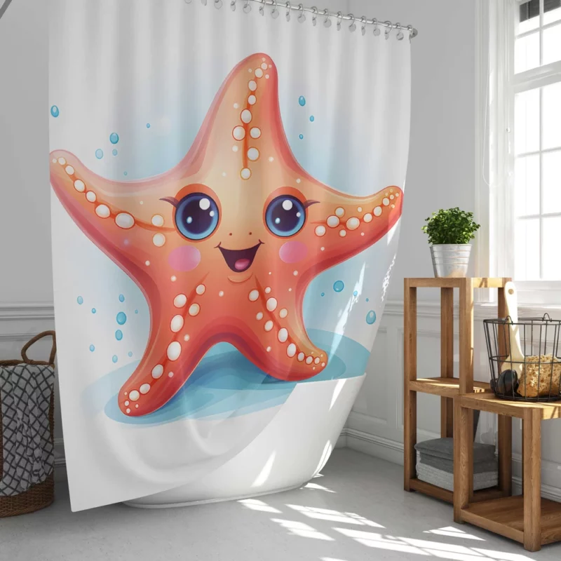Cute Cartoon Starfish Shower Curtain