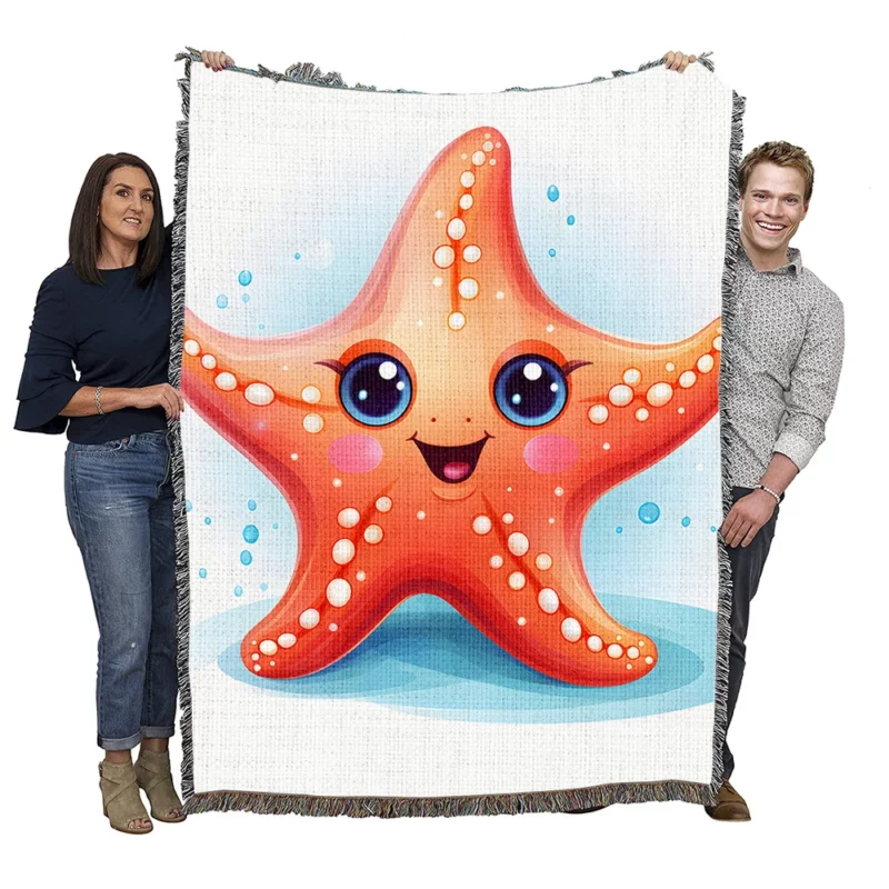 Cute Cartoon Starfish Woven Blanket