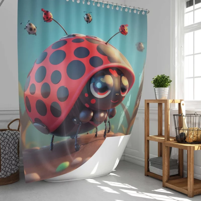 Cute Crawling Bugs Illustration Shower Curtain