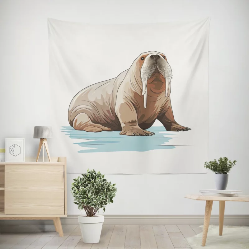 Cute Flat Animal Illustration Wall Tapestry