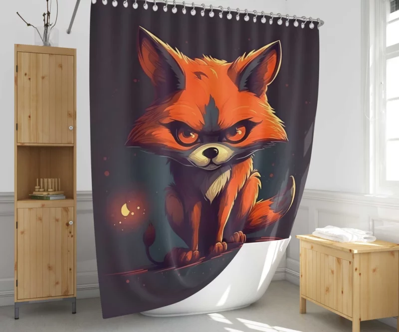 Cute Fox Illustration Shower Curtain 1