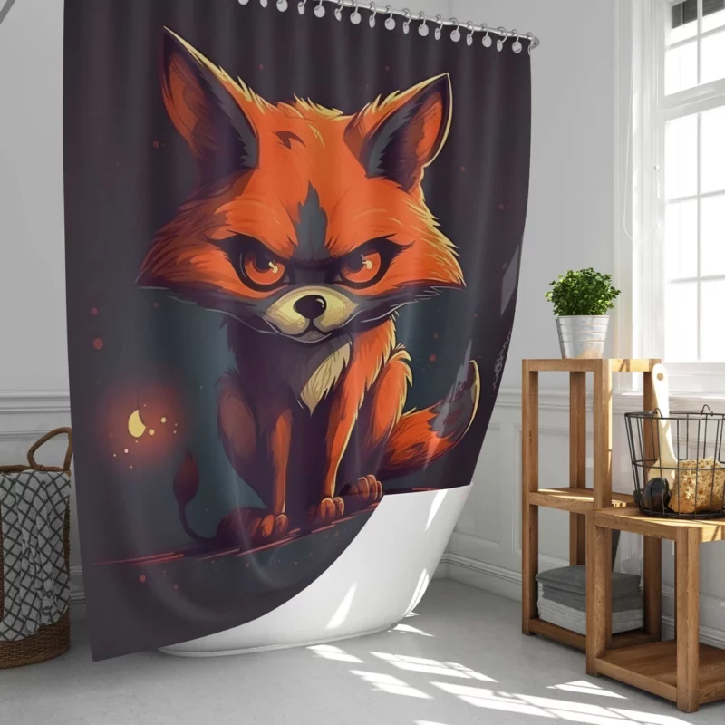 Cute Fox Illustration Shower Curtain