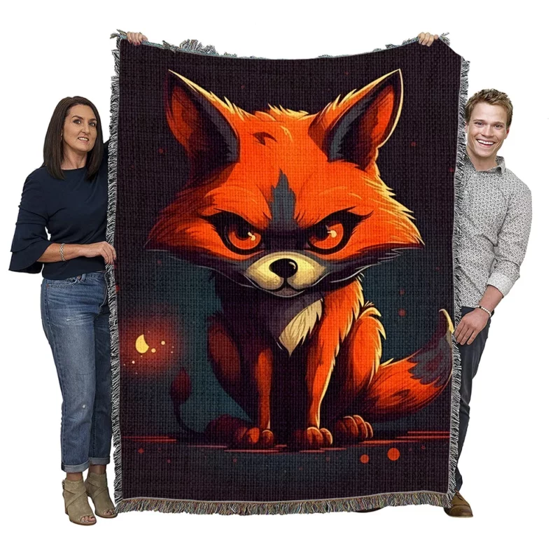 Cute Fox Illustration Woven Blanket