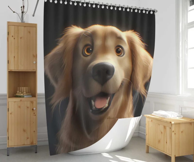 Cute Golden Retriever Studio Portrait Shower Curtain 1