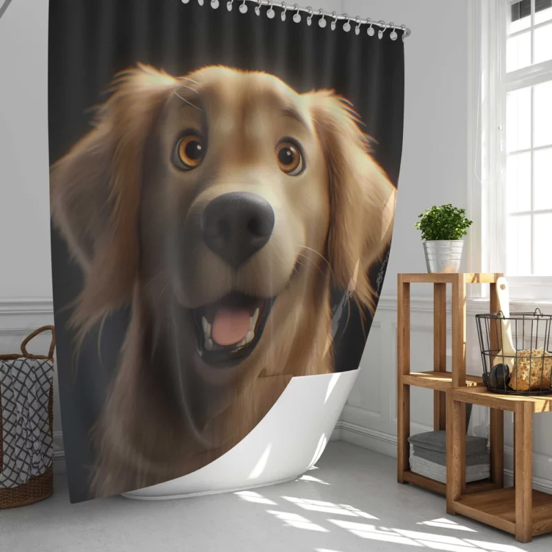 Cute Golden Retriever Studio Portrait Shower Curtain