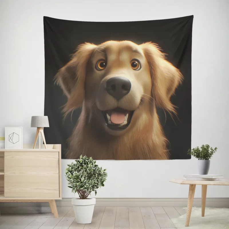 Cute Golden Retriever Studio Portrait Wall Tapestry