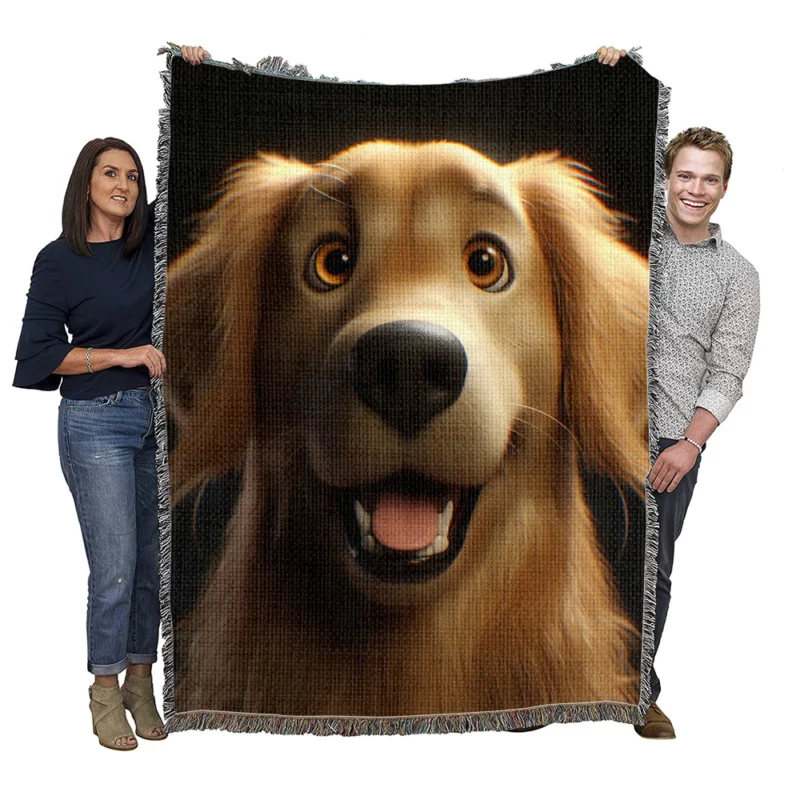 Cute Golden Retriever Studio Portrait Woven Blanket