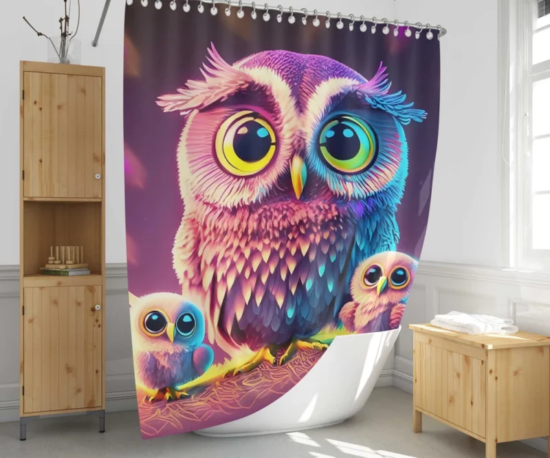 Cute Owl Created by AI Shower Curtain 1