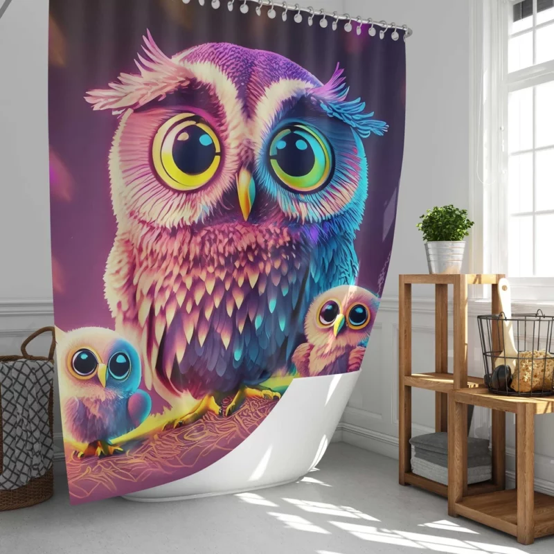 Cute Owl Created by AI Shower Curtain