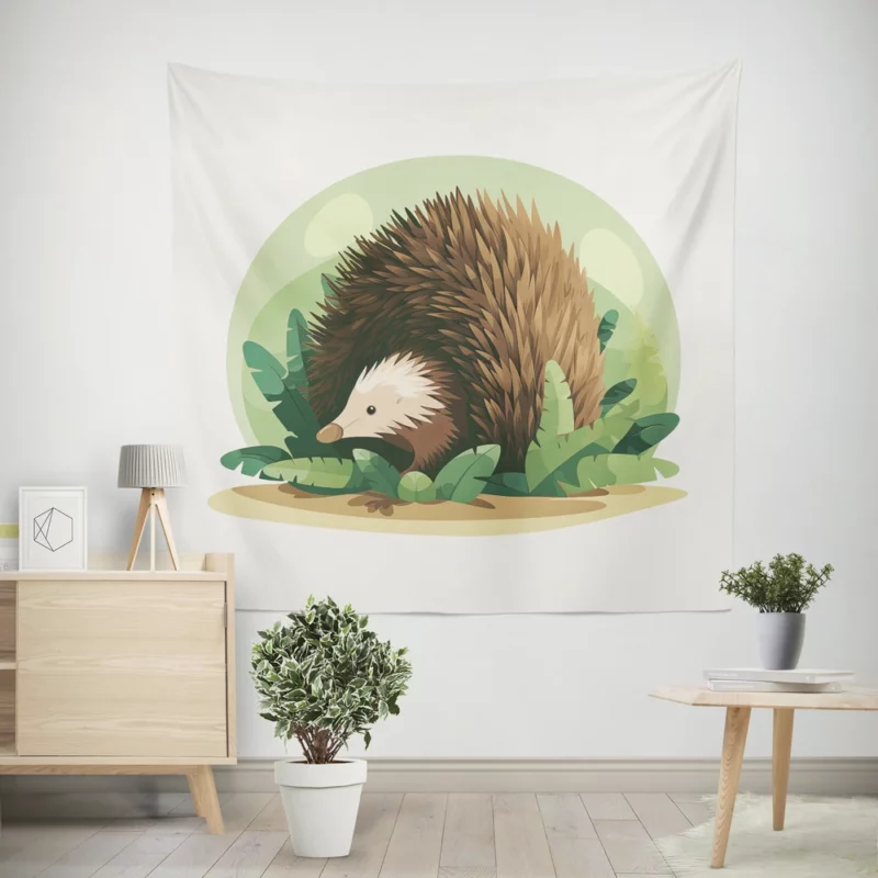Cute Porcupine in 2D Illustration Wall Tapestry
