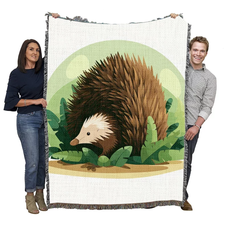 Cute Porcupine in 2D Illustration Woven Blanket