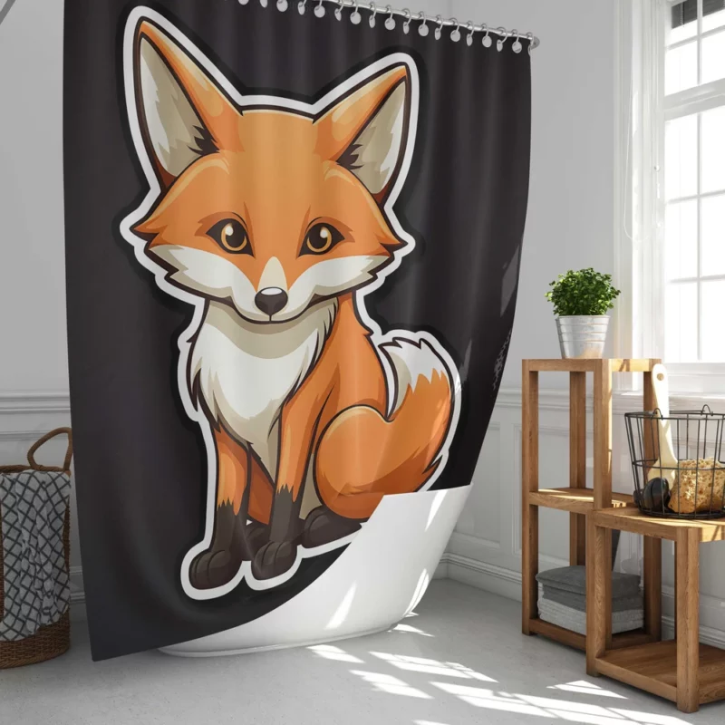 Cute Smiling Fox Sticker Shower Curtain