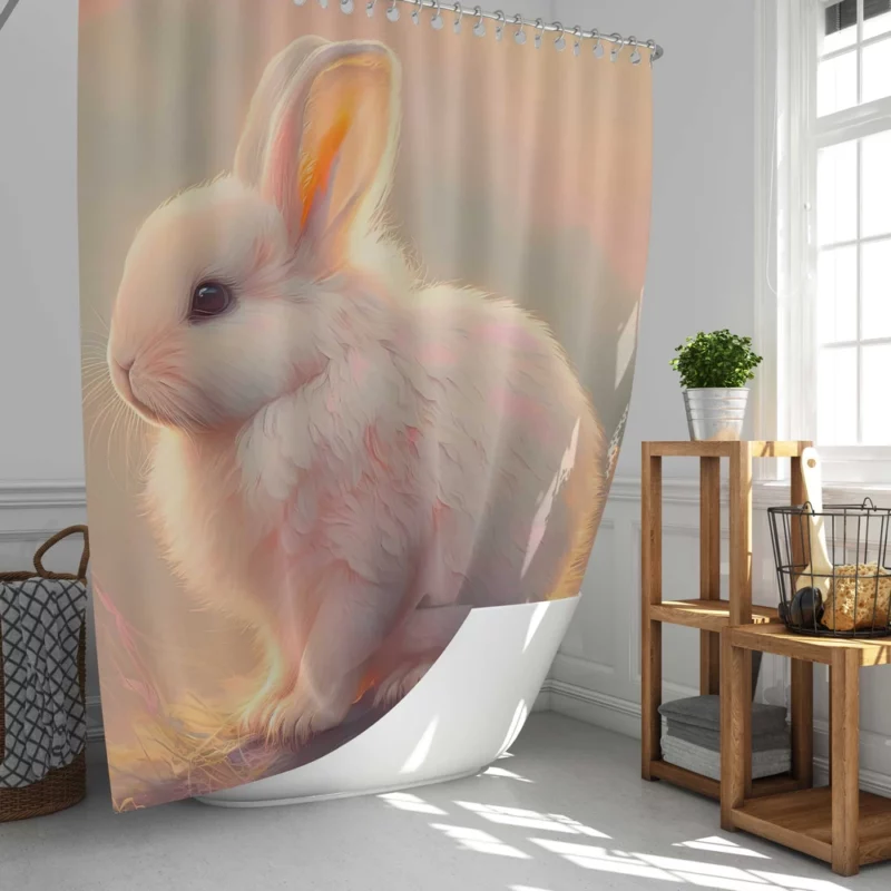 Cute White Easter Bunny Shower Curtain