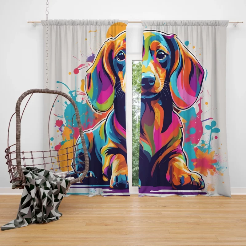 Dachshund Pup Teen Birthday Surprise Curtain