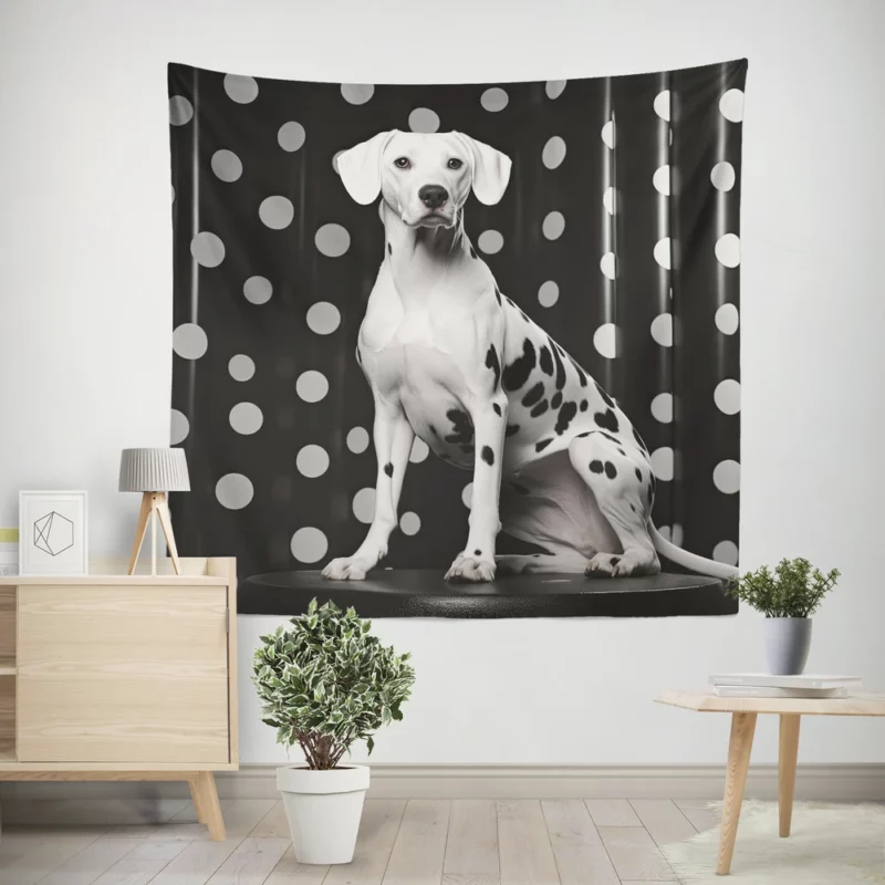 Dalmatian Dog Jumping Wall Tapestry