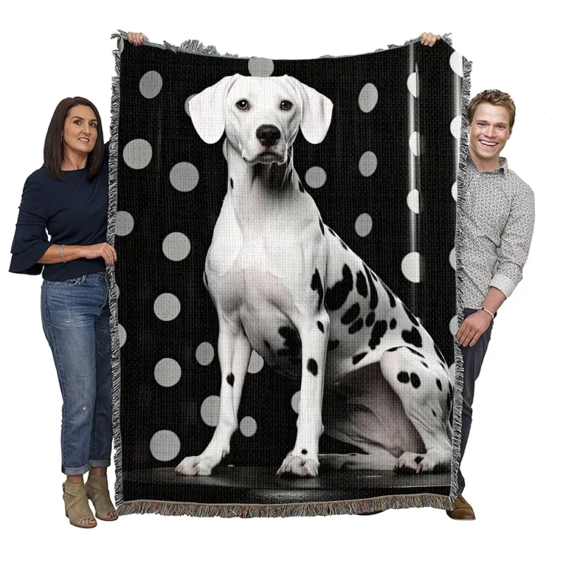 Dalmatian Dog Jumping Woven Blanket