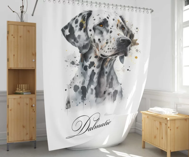 Dalmatian Dog Watercolor Portrait Shower Curtain 1