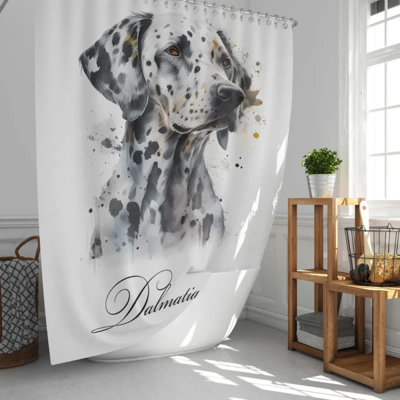 Dalmatian Dog Watercolor Portrait Shower Curtain