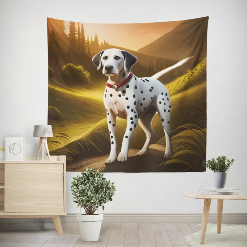 Dalmatian Dog in Mountain Landscape Wall Tapestry