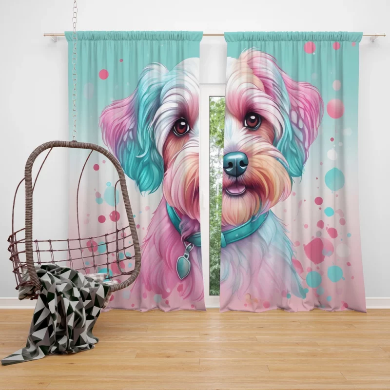 Dandie Dinmont Terrier Birthday Surprise Teen Delight Curtain