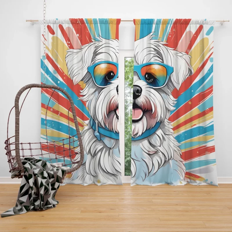 Dandie Dinmont Terrier Delight Teen Joyful Surprise Curtain