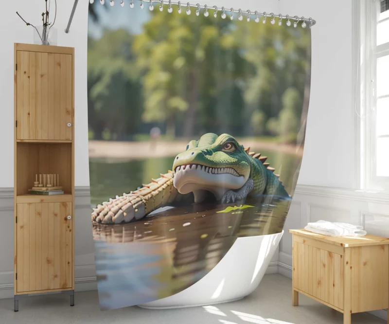 Dangerous Crocodile Artwork Shower Curtain 1